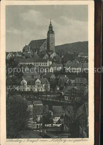 Schneeberg Erzgebirge Blick vom Muehlberg St Wolfgangkirche Kat. Schneeberg