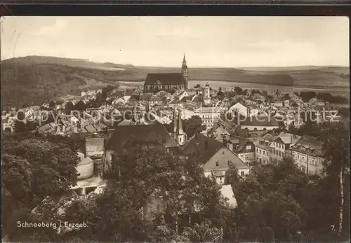 Schneeberg Erzgebirge Panorama mit St Wolfgangkirche Kat. Schneeberg