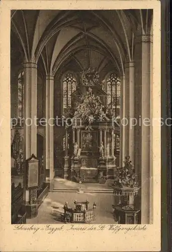 Schneeberg Erzgebirge Inneres der St Wolfgangskirche Altar Kat. Schneeberg