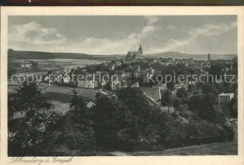 Schneeberg Erzgebirge Gesamtansicht Kupfertiefdruck Kat. Schneeberg