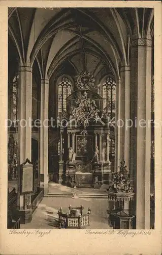 Schneeberg Erzgebirge Inneres der St Wolfgangskirche Altar Kat. Schneeberg