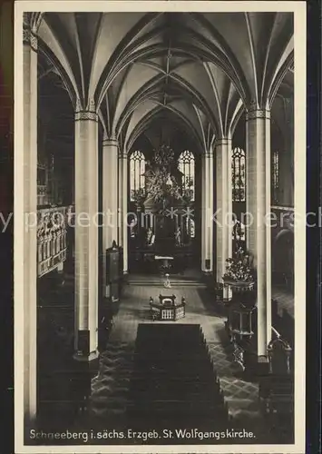 Schneeberg Erzgebirge Inneres der St Wolfgangskirche Altar Bromsilber Kat. Schneeberg