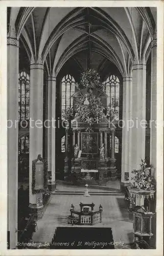 Schneeberg Erzgebirge Inneres der St Wolfgangskirche Altar Kat. Schneeberg