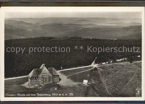 Oberwiesenthal Erzgebirge Sachsen Baude auf dem Fichtelberg Fliegeraufnahme Kat. Oberwiesenthal