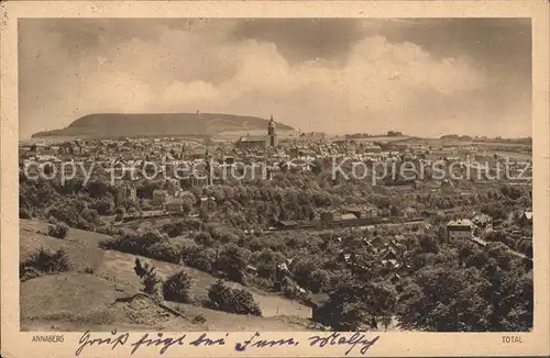 Annaberg Buchholz Erzgebirge Panorama mit Blick zum Poehlberg Kat. Annaberg