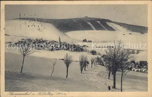 Oberwiesenthal Erzgebirge Winterpanorama mit Fichtelberg Kat. Oberwiesenthal