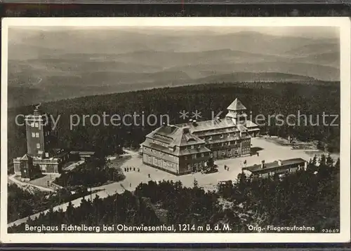 Oberwiesenthal Erzgebirge Berghaus Fichtelberg Aussichtsturm Original Fliegeraufnahme Kat. Oberwiesenthal