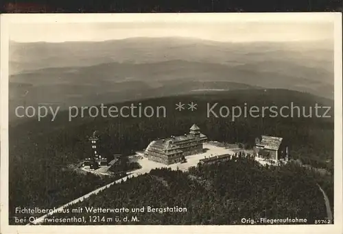 Oberwiesenthal Erzgebirge Fichtelberghaus Wetterwarte Bergstation Original Fliegeraufnahme Reichspost Kat. Oberwiesenthal