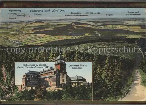 Oberwiesenthal Erzgebirge Fichtelberg Neues Unterkunftshaus Panorama nach Nord Ost Kat. Oberwiesenthal