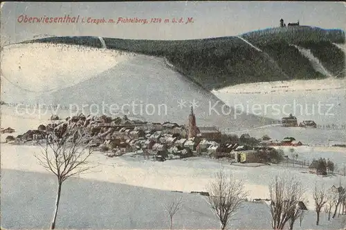 Oberwiesenthal Erzgebirge Winterpanorama mit Fichtelberg Kat. Oberwiesenthal