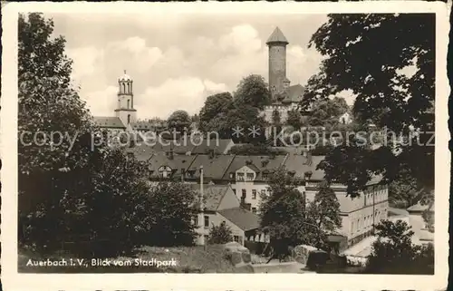 Auerbach Vogtland Blick vom Stadtpark Kat. Auerbach