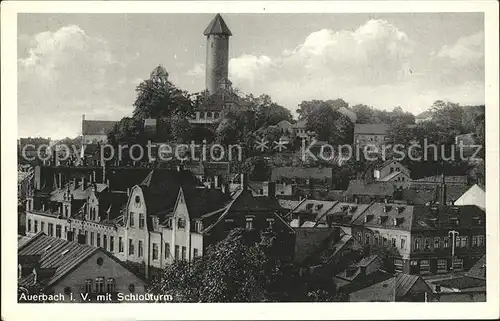 Auerbach Vogtland Teilansicht mit Schlossturm Kat. Auerbach
