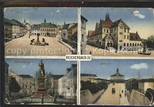 Reichenbach Vogtland Bahnhof Marktplatz Postamt Kat. Reichenbach