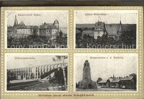 Mylau Kaiserschloss Bismarckturm Kuhberg Schloss Netzschkau Kat. Mylau