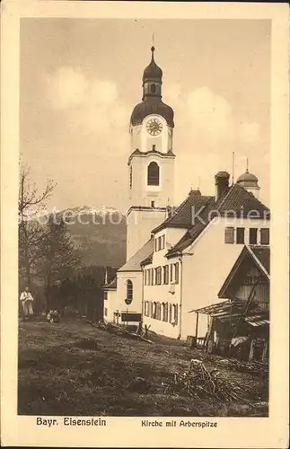 Bayerisch Eisenstein Kirche mit Arberspitze Kat. Bayerisch Eisenstein