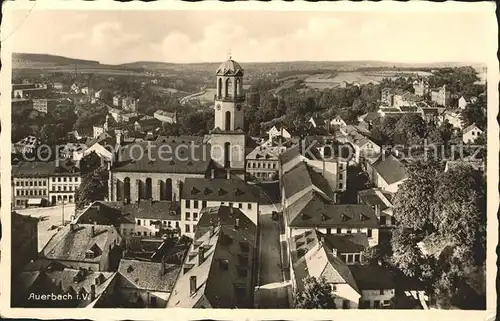 Auerbach Vogtland Stadtbild mit Kirche Kat. Auerbach