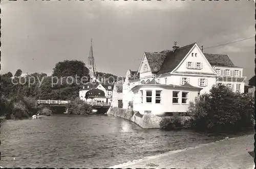 Zwiesel Niederbayern Partie am Fluss Kirchturm Kat. Zwiesel