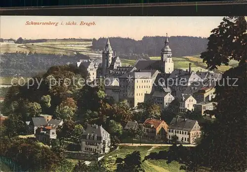 Schwarzenberg Erzgebirge Blick auf Kirche und Schloss Kat. Schwarzenberg