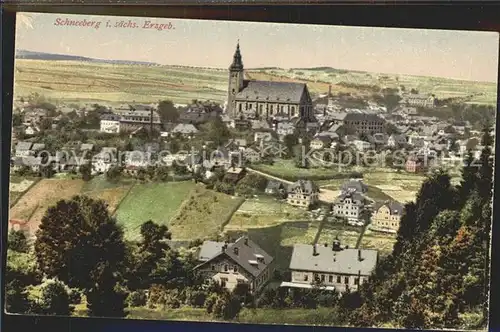 Schneeberg Erzgebirge Ortsansicht mit Kirche Kat. Schneeberg