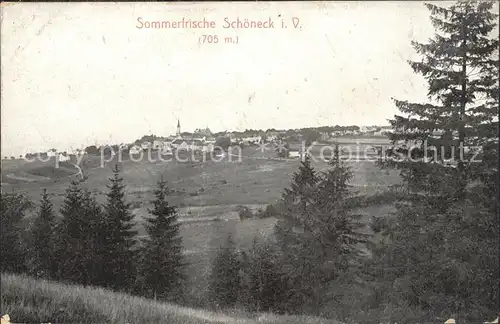 Schoeneck Vogtland Panorama Sommerfrische Kat. Schoeneck Vogtland