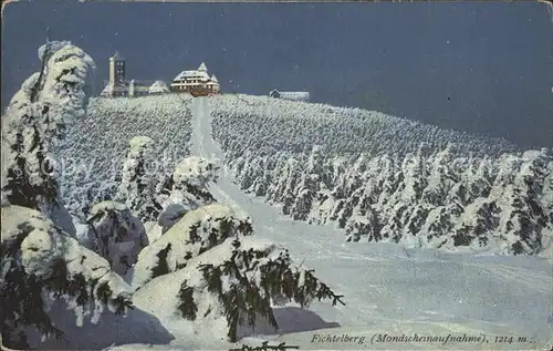 Oberwiesenthal Erzgebirge Fichtelberg Mondscheinaufnahme im Winter Kat. Oberwiesenthal