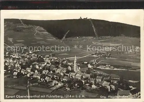 Oberwiesenthal Erzgebirge mit Fichtelberg Original Fliegeraufnahme Kat. Oberwiesenthal