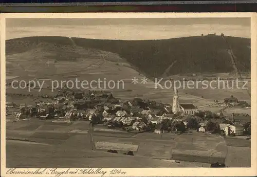 Oberwiesenthal Erzgebirge Gesamtansicht mit Fichtelberg Kat. Oberwiesenthal