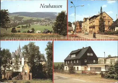 Neuhausen Erzgebirge Total Bahnhofstr Schloss Purschenstein Ferienheim Dachsbaude Kat. Neuhausen Erzgebirge