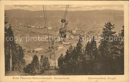 Oberwiesenthal Erzgebirge Totalansicht mit Fichtelberg Schwebebahn Kat. Oberwiesenthal