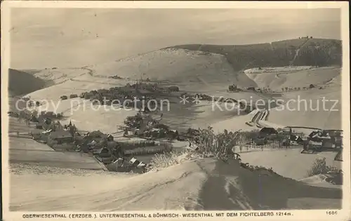 Oberwiesenthal Erzgebirge mit Unter und Boehm Wiesenthal und Fichtelgebirge Kat. Oberwiesenthal