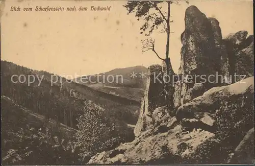 Scharfenstein Erzgebirge Blick vom Scharfenstein zum Hochwald Kat. Drebach