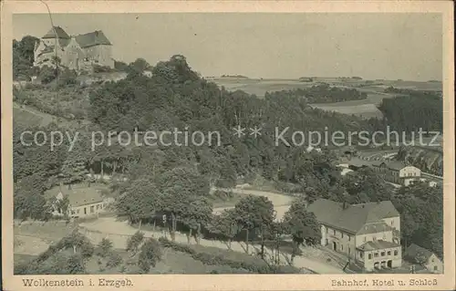 Wolkenstein Erzgebirge Bahnhof Hotel und Schloss Kat. Wolkenstein