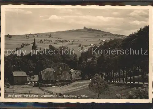 Neuhausen Erzgebirge mit Schloss Purschenstein und Schwartenberg Kat. Neuhausen Erzgebirge