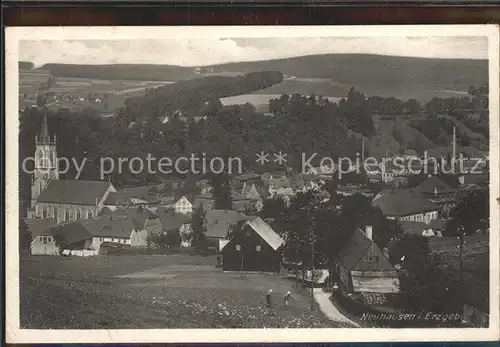 Neuhausen Erzgebirge Teilansicht mit Kirche Kat. Neuhausen Erzgebirge