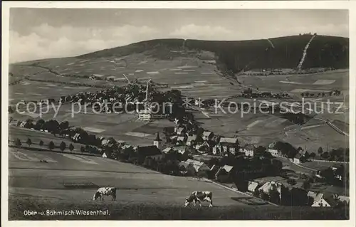 Oberwiesenthal Erzgebirge mit Boemisch Wiesenthal Kat. Oberwiesenthal