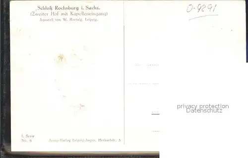 Rochsburg Schloss Kapelleneingang I Serie No 6 Aquarell W. Hartwig Kuenstlerkarte Kat. Lunzenau