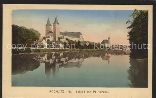 Rochlitz Sachsen Schloss mit Petrikirche Zwickauer Mulde Kat. Rochlitz
