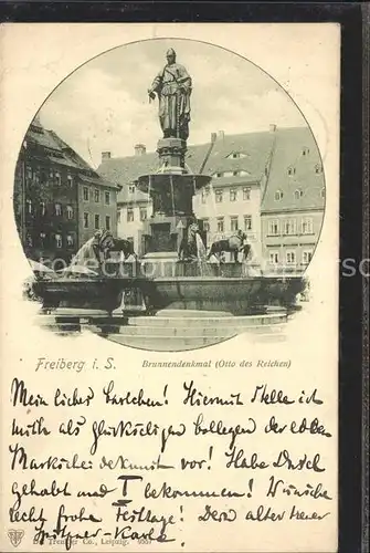 Freiberg Sachsen Brunnendenkmal Otto des Reichen Statue Kat. Freiberg