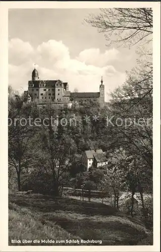 Rochsburg Blick ueber die Mulde zum Schloss Kat. Lunzenau