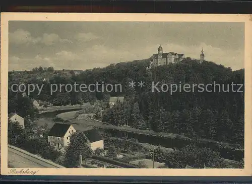 Rochsburg Blick ueber die Mulde zum Schloss Gasthaus zur Sonne Kat. Lunzenau