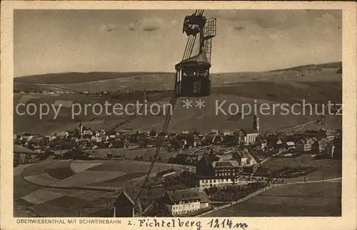 Oberwiesenthal Erzgebirge mit Schwebebahn zum Fichtelberg Kupfertiefdruck Kat. Oberwiesenthal