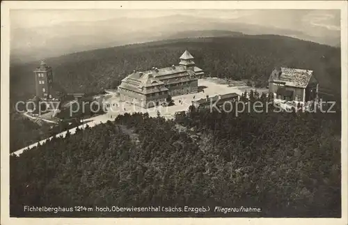 Oberwiesenthal Erzgebirge Fichtelberghaus Wetterwarte Fliegeraufnahme Kat. Oberwiesenthal