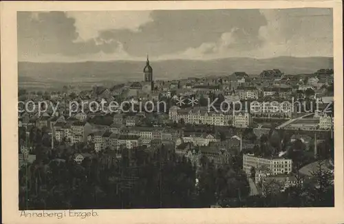 Annaberg Buchholz Erzgebirge Blick ueber die Stadt Kupfertiefdruck Kat. Annaberg