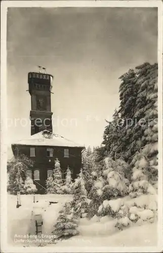 Annaberg Buchholz Erzgebirge Unterkunftshaus Aussichtsturm auf dem Poehlberg Winterimpressionen Kat. Annaberg