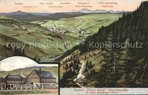 Oberwiesenthal Erzgebirge Panorama Boehmisches Mittelgebirge Gasthof Neues Haus Kat. Oberwiesenthal