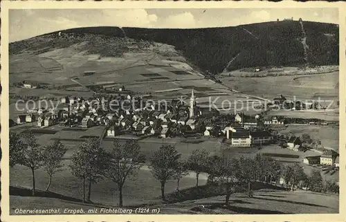 Oberwiesenthal Erzgebirge Gesamtansicht mit Fichtelberg Kat. Oberwiesenthal