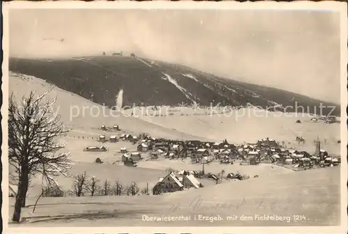 Oberwiesenthal Erzgebirge Winterpanorama Kurort mit Fichtelberg Kat. Oberwiesenthal