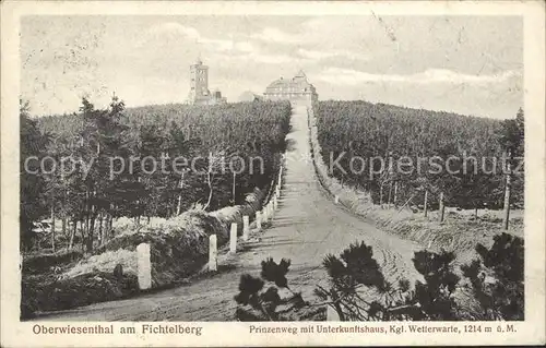 Oberwiesenthal Erzgebirge Prinzenweg mit Unterkunftshaus Wetterwarte Fichtelberg Kat. Oberwiesenthal