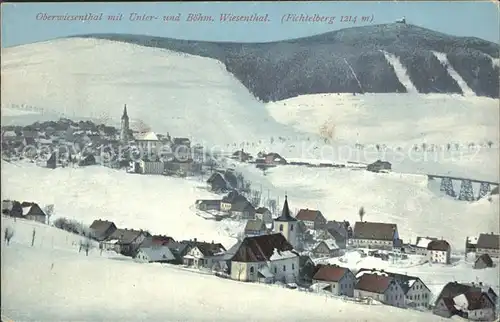 Oberwiesenthal Erzgebirge Winterpanorama Unterwiesenthal Boehmisch Wiesenthal Fichtelberg Kat. Oberwiesenthal