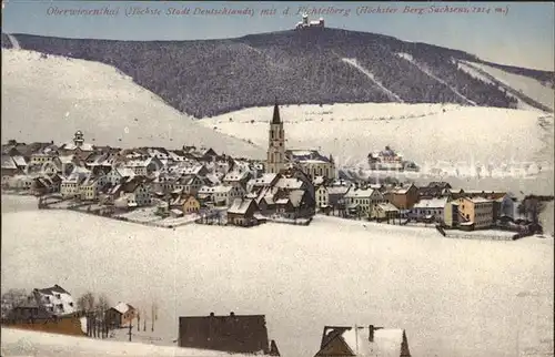 Oberwiesenthal Erzgebirge Winterpanorama mit Fichtelberg Kat. Oberwiesenthal